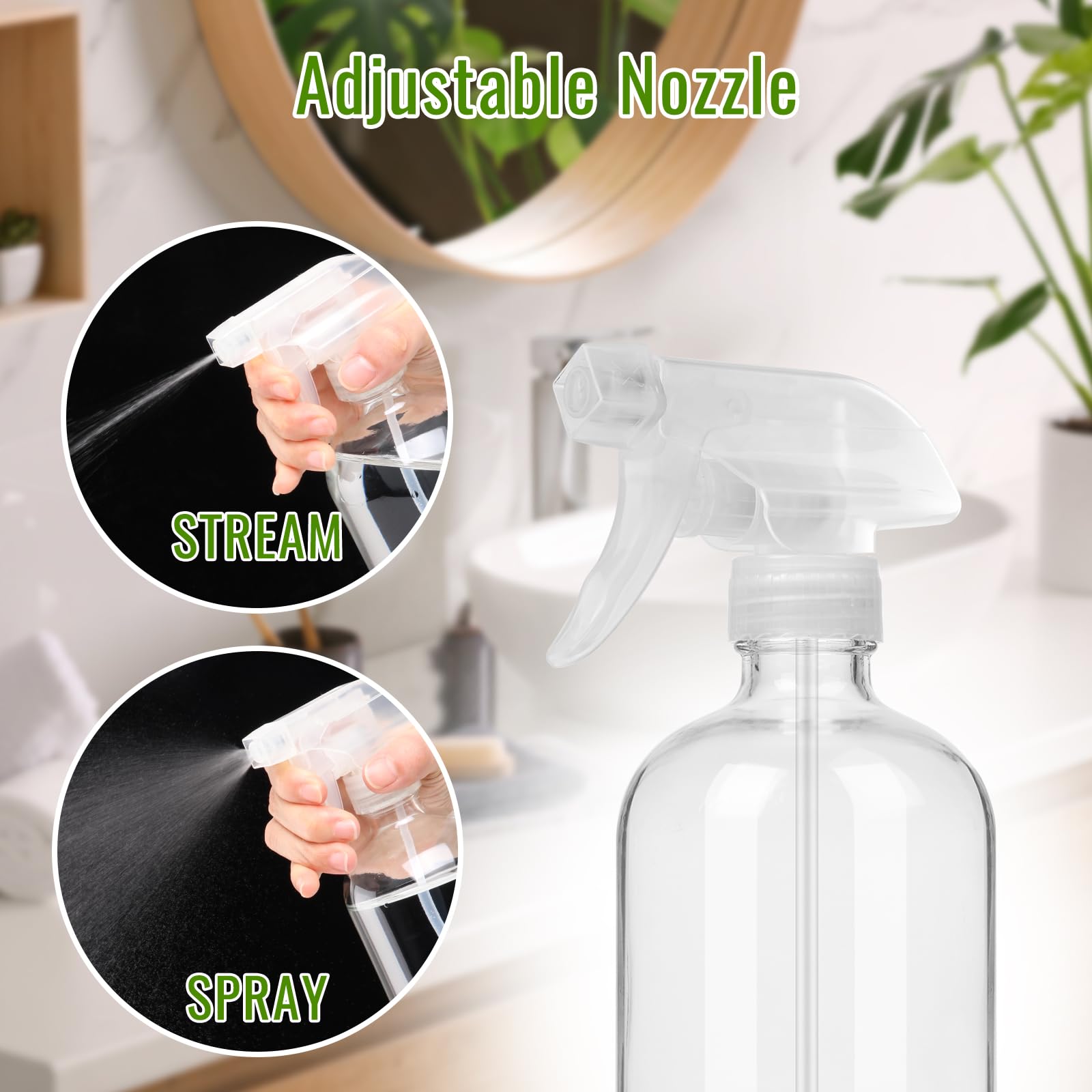 Aurotrends Glass Spray Bottles 16Oz 3Pack, Empty Glass Spray Bottles For Cleaning, Glass Spray Bottle With Silicone Sleeve For C